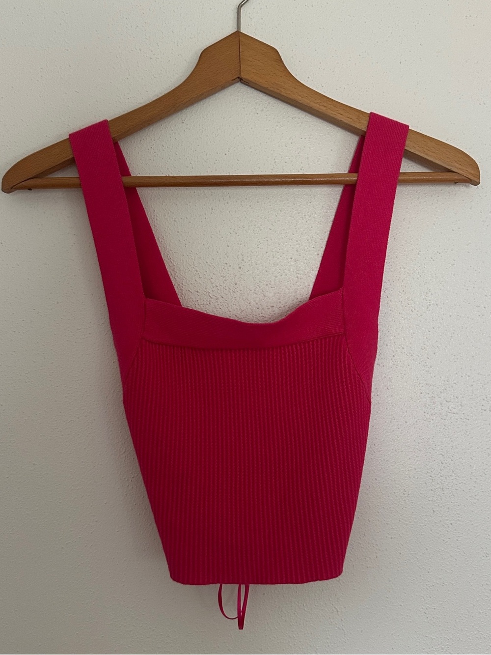 House of Harlow 1960 Hot Pink Ribbed Knit Square Neck Crop Top Size M Like New